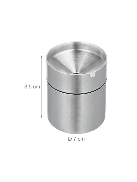 Capac scrumieră din oțel inoxidabil rezistent la vânt pentru utilizare în interior și exterior gri 8,5 x 7 cm