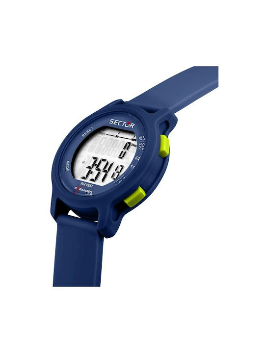 Sector Digital Men's Watch Battery with Blue Rubber Strap