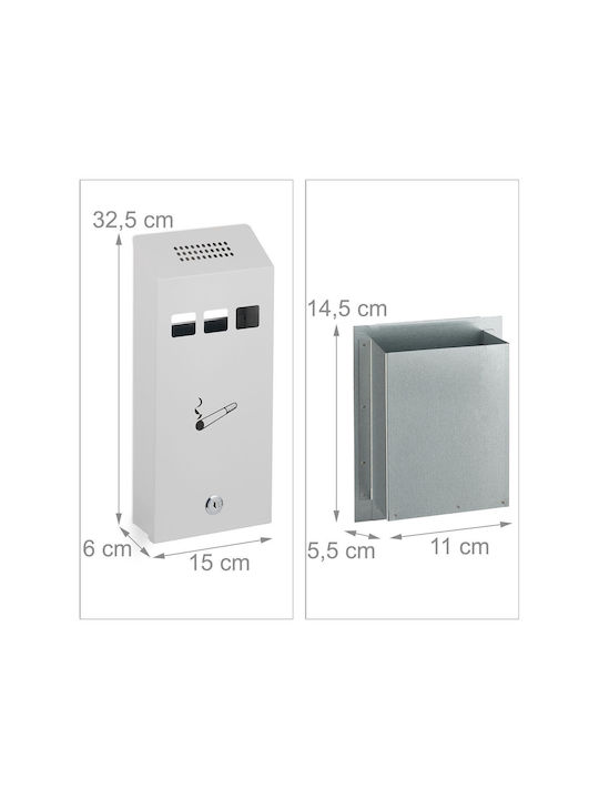 Outdoor Ashtray Dimensions 32.5 X 15 X 6 Cm White Relaxdays