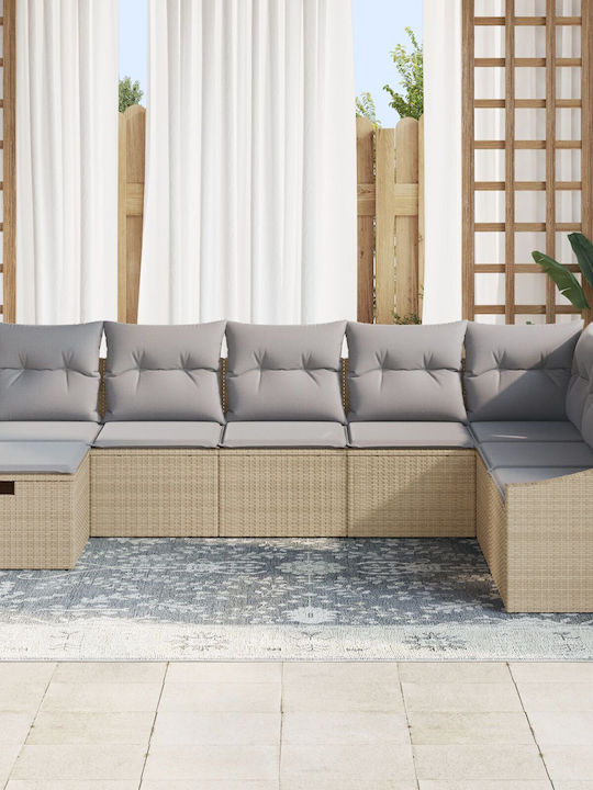 Corner Sofa Outdoor Rattan with Pillows 55x62x69cm