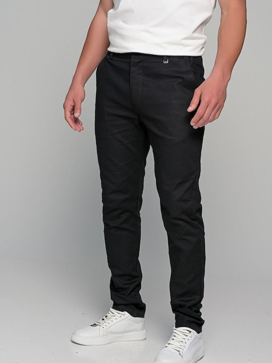 Matteo Ανδρικό Παντελόνι Ελαστικό Slim Fit Μαυρο