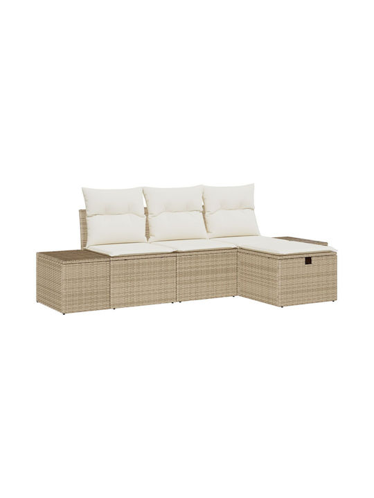 Corner Sofa Outdoor Rattan with Pillows 55x62x69cm
