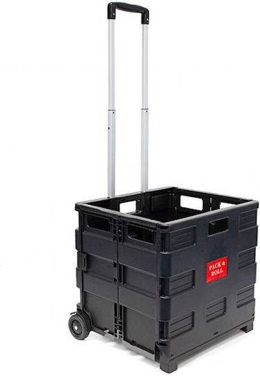 Foldable Shopping Trolley Relaxdays Beach Two Wheels Maximum Load 35 Kg 39 x 42 x 37 cm Black