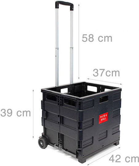 Foldable Shopping Trolley Relaxdays Beach Two Wheels Maximum Load 35 Kg 39 x 42 x 37 cm Black
