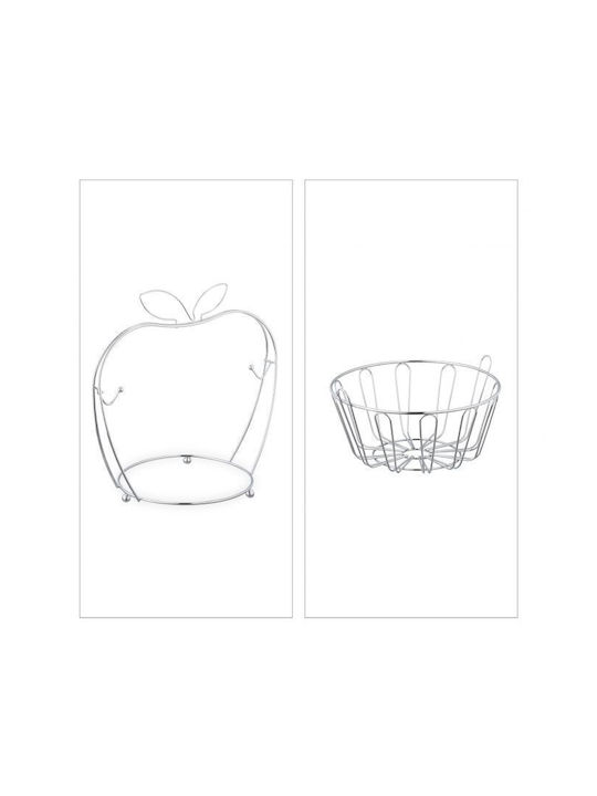Relaxdays Fruit Bowl Metallic Silver 28.5x28x23cm