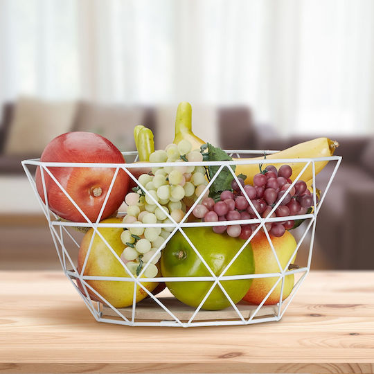 Relaxdays Obstschale Metallisch Weiß 14.5x28x28cm