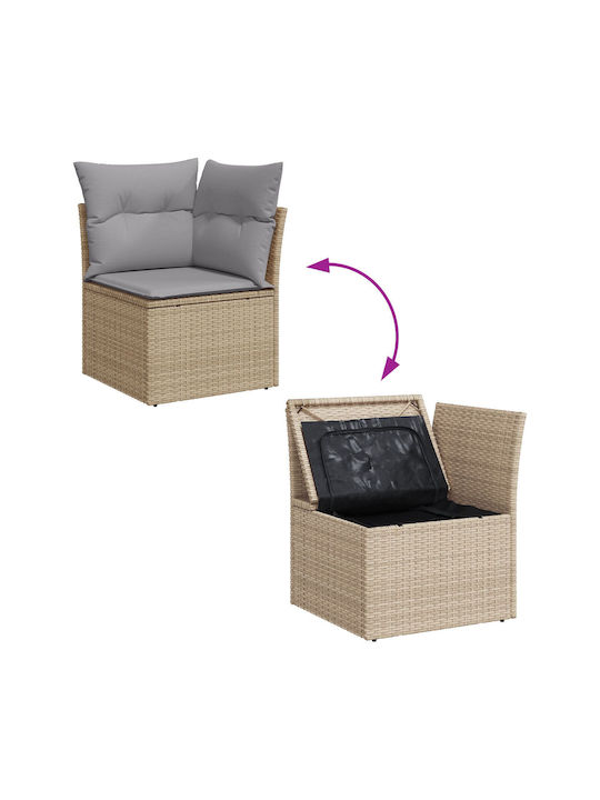 Corner Sofa Outdoor Rattan with Pillows 55x62x69cm