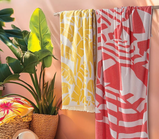 Nef-Nef Homeware Amalfi Cotton Coral with Fringes 170x90cm