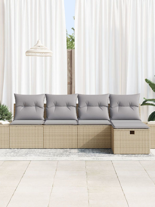 Corner Sofa Outdoor Rattan with Pillows 55x62x69cm