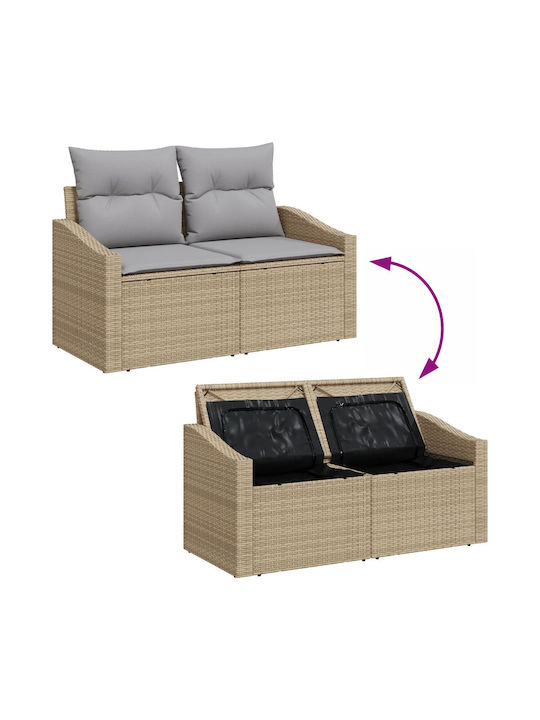 Corner Sofa Outdoor Rattan with Pillows 55x62x69cm