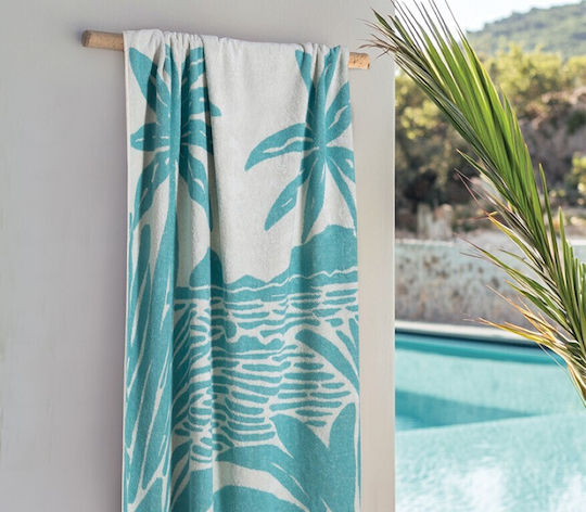 Nef-Nef Homeware Amalfi Cotton Turquoise with Fringes 170x90cm