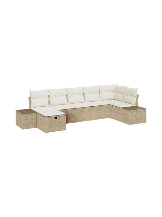 Corner Sofa Outdoor Rattan with Pillows 55x62x69cm