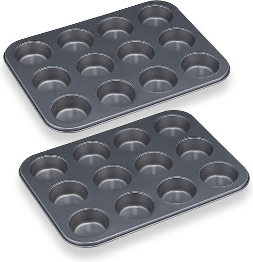 Relaxdays Φόρμα Ζαχαροπλαστικής για Cupcakes/Muffins 26.5x35εκ. 2τμχ