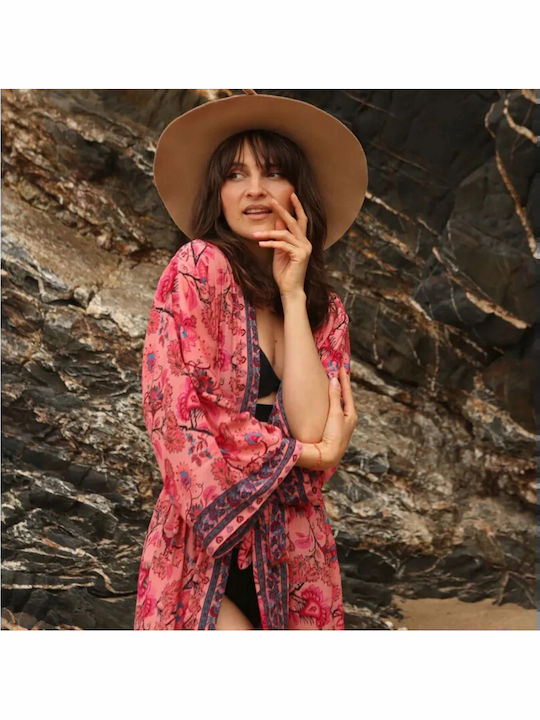 Chicret Feminin Lung Kimono de Plajă Wild Rose