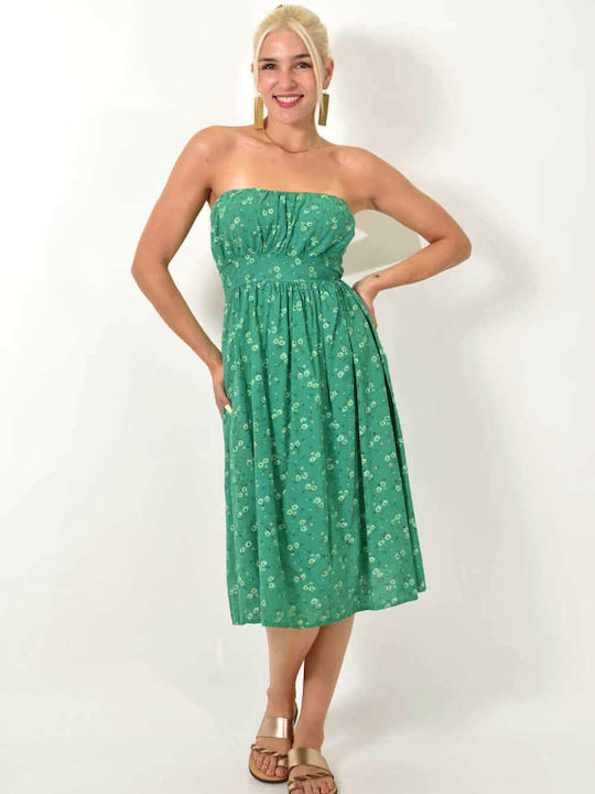 Sommer Midi Damenkleid Grün