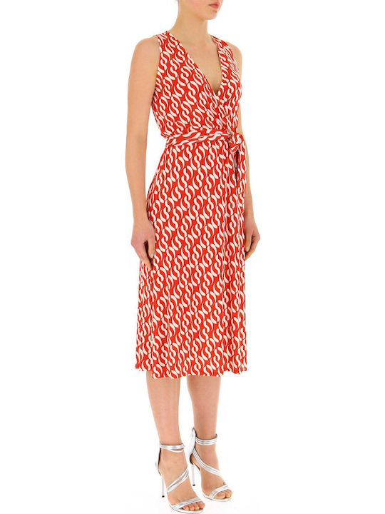 Sommer Midi Wickel Damenkleid Rot