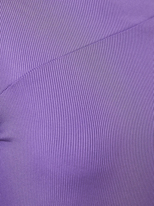 Midi Gestricktes Damenkleid mit Tränen Lila
