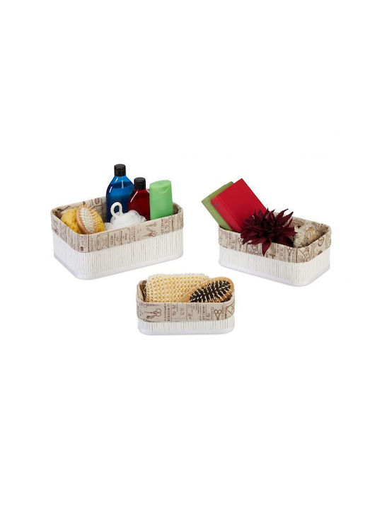 Relaxdays Aufbewahrungskorb Bamboo Beige 3Stück