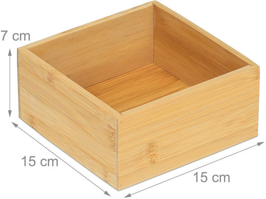 Relaxdays Storage Basket Bamboo Beige 15x15x15cm 1pcs