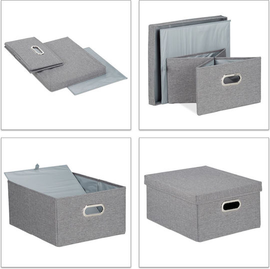 Relaxdays Storage Basket Fabric with Lid Gray 25lt 2pcs