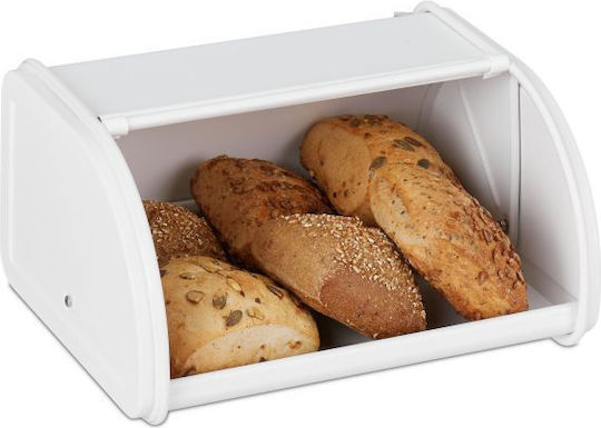 Relaxdays Brotkasten Metallisch Weiß 26x21x13.5cm