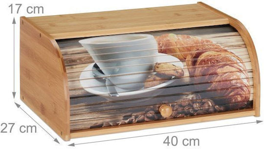 Relaxdays Cutie de pâine cu capac din bambus Bej 40x27x17cm
