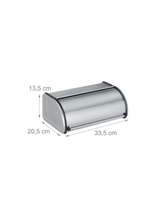 Relaxdays Cutie de pâine cu capac Inox Gri 33.5x20.5x13.5cm