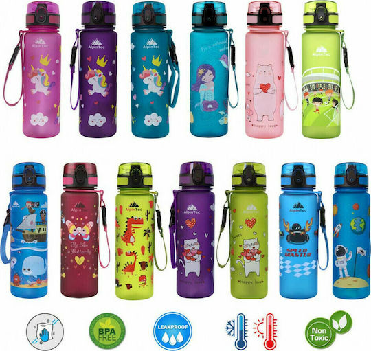 AlpinPro Kids Water Bottle Plastic Flamingo 500ml (Various Designs/Colours)