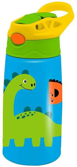 Must Team Kids Water Bottle Thermos Dinosaur Stainless Steel With Straw Pink 400ml