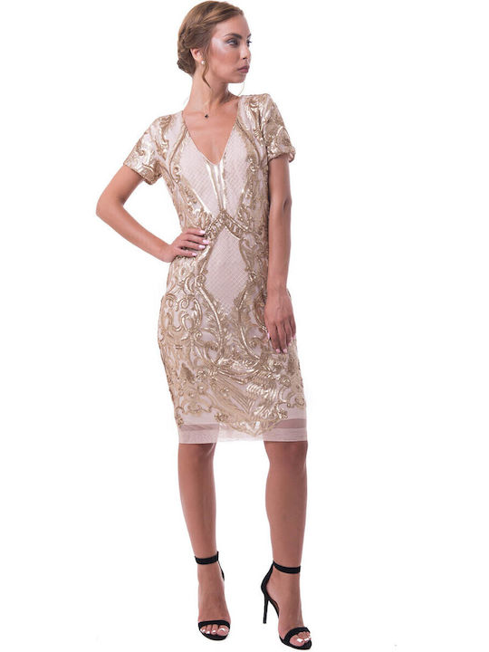 Summer Mini Dress for Wedding / Baptism Beige