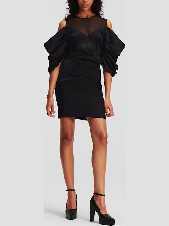 Mini Abendkleid mit Transparenz Schwarz
