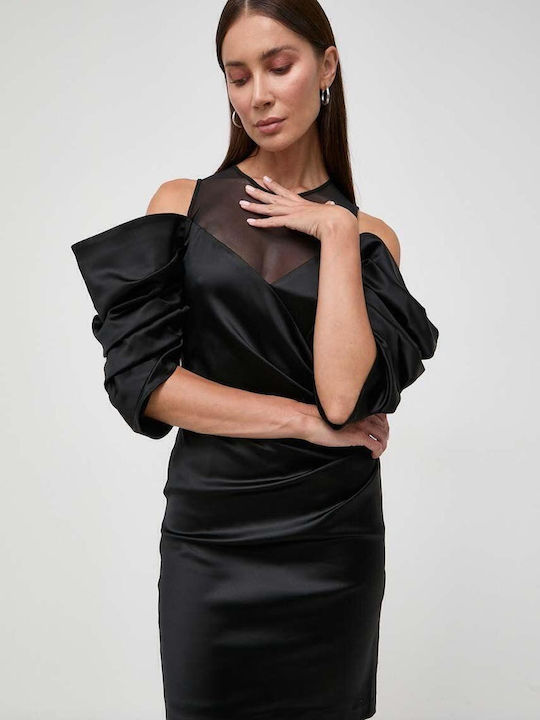Mini Abendkleid mit Transparenz Schwarz