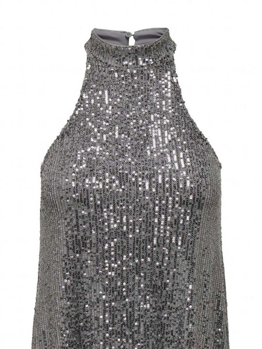 Mini Evening Silver Dress