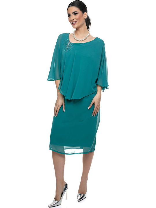 Airy Summer Midi Dress for Wedding Christening Green