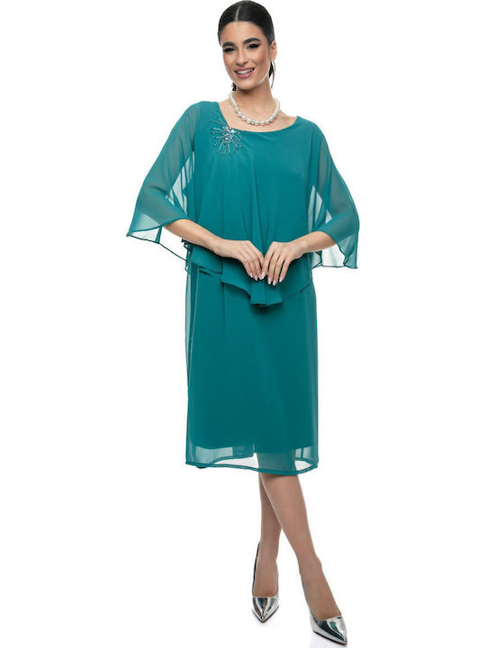 Airy Summer Midi Dress for Wedding Christening Green