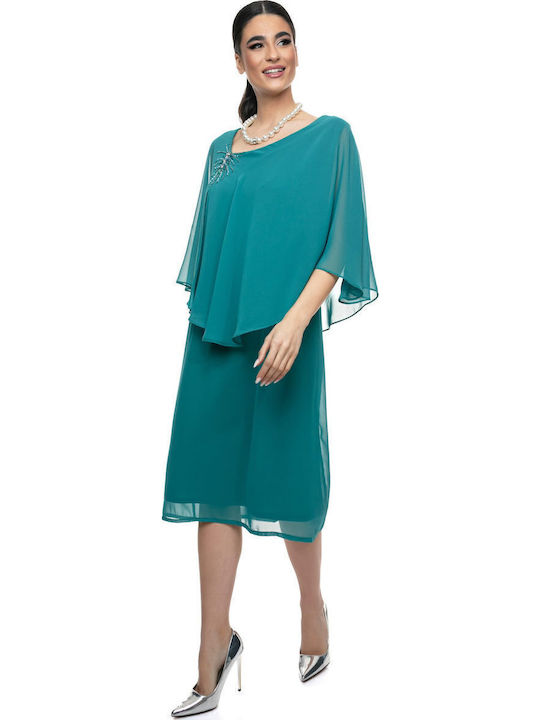 Airy Summer Midi Dress for Wedding Christening Green