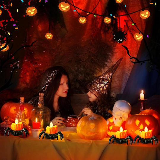 Set 12 lumânări LED în formă de păianjen pentru decor de Halloween