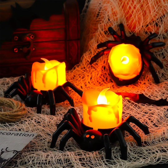 Set 12 lumânări LED în formă de păianjen pentru decor de Halloween