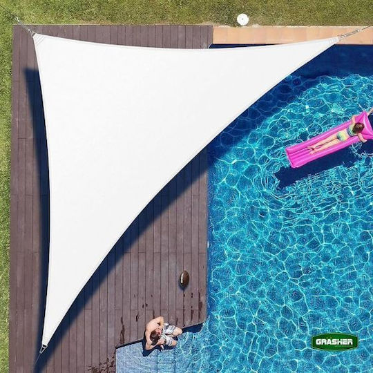 Grasher Ε220 Τρίγωνο Πανί Σκίασης Λευκό με Κρίκους 5x5m 180gr/m²