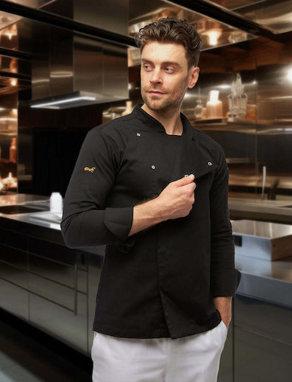 strongAnt Mantel Koch Herren Schwarz mit Langärmelig Stretch