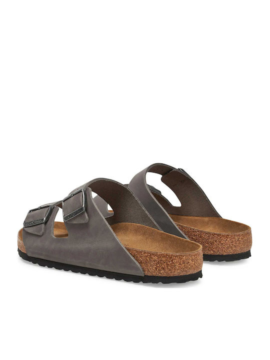 Arizona Leder Herrensandalen in Gray Farbe