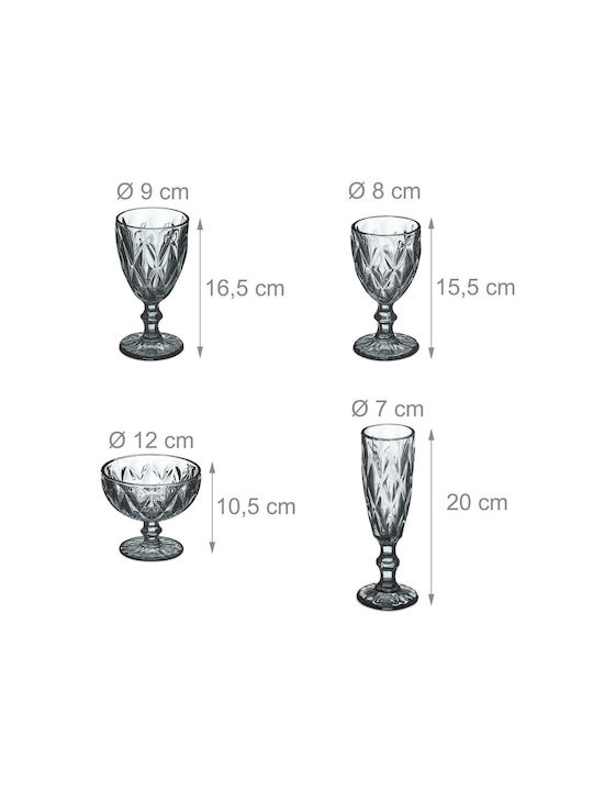 Relaxdays Sticlă Carafă de Servire Vin 14buc cu Dop și Pahare Gri 1300ml 7buc