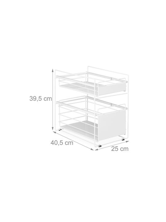 Relaxdays Rafturi de baie Raft Baie Metal cu 2 Rafturi 39.5x25x40.5cm Albă