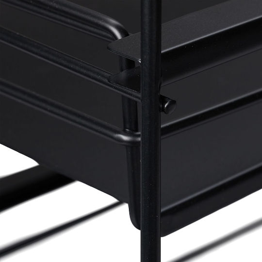 Relaxdays Floor Bathroom Shelf Metallic with 2 Shelves 39.5x25x40.5cm Black