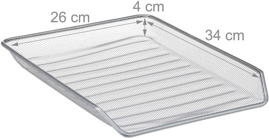 Document Holder 3 Compartments Metal Silver 27 X 29.5 X 35.5 Cm