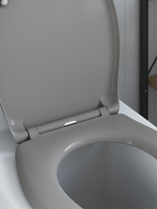 vidaXL Plastic Soft Close Toilet Seat Gray 37cm