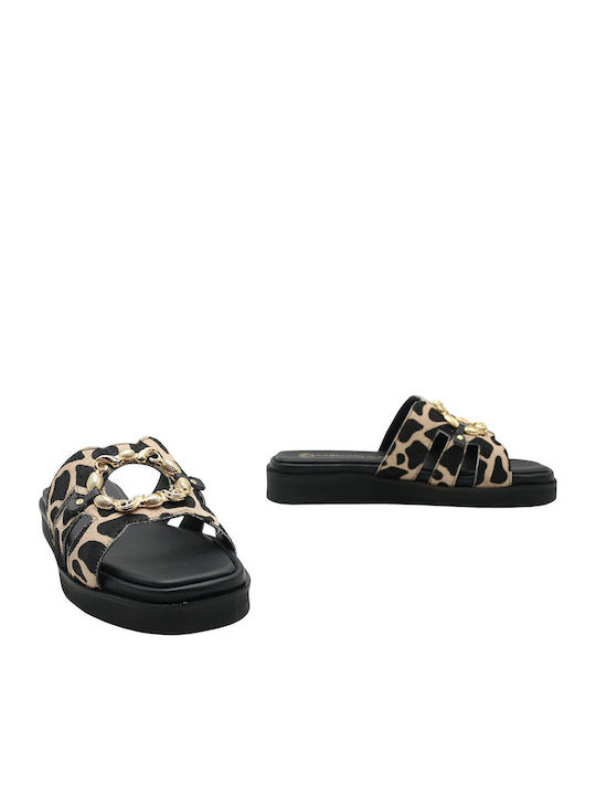 Δερμάτινα Γυναικεία Σανδάλια Flatforms GIRAFFE