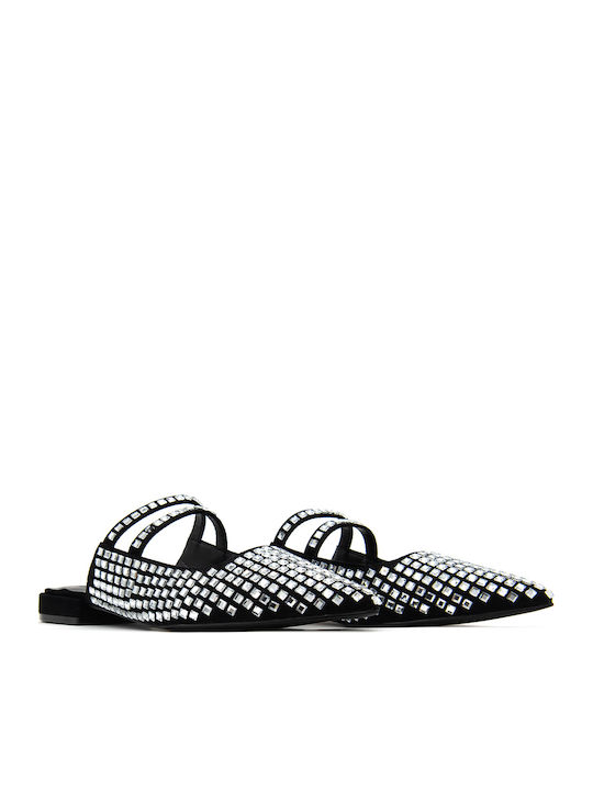 Viola 16 Suede Mules with High Heel in Silver Color