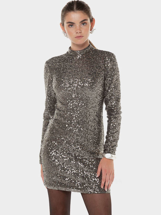 Dress Mini Abendkleid mit Transparenz Silber