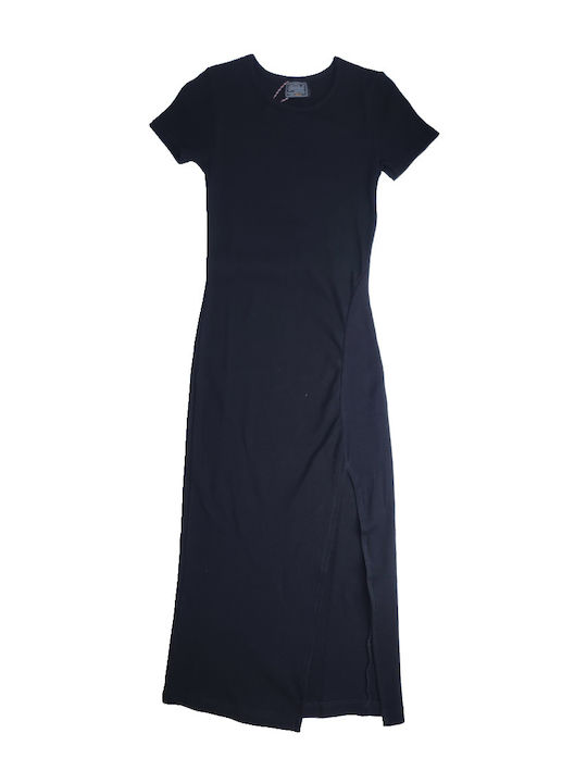 Summer Midi Dress with Tearing Black
